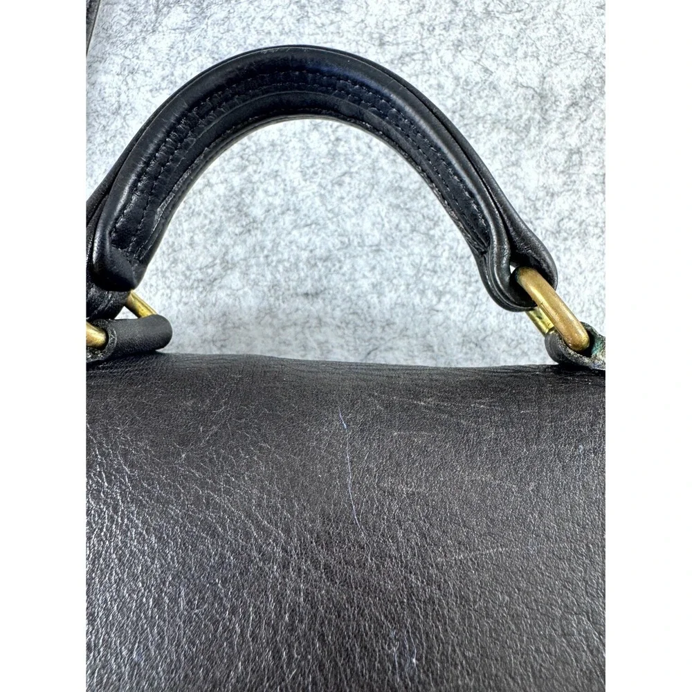 Vintage Coach Willis Top Handle cross Bag Women's Black Leather Inner Pockets